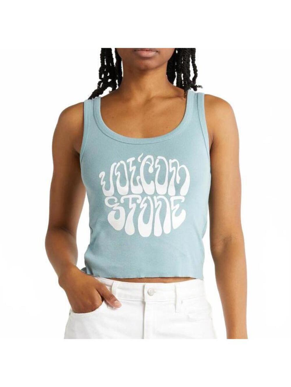 Volcom Ice Plunge Cotton Graphic Tank SMOKE BLUE Baby Tee